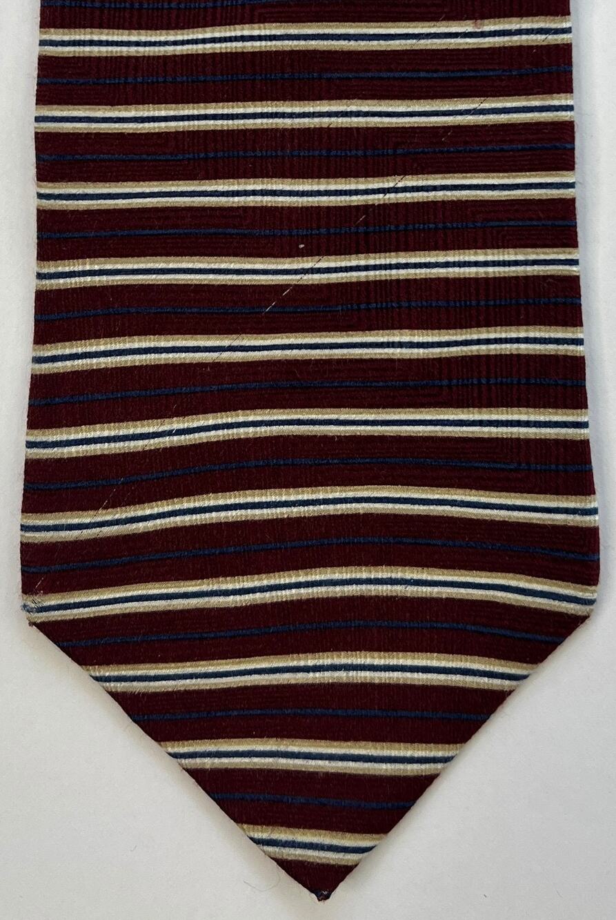 Machado George Machado Silk Tie Burgundy Blue Stripe USA Classic 56 x 3.75
